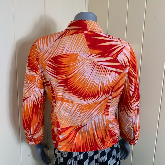 Vintage Company Collection Linen Blend Short/Jacket Womens Size M Orange Floral - Picture 2 of 16